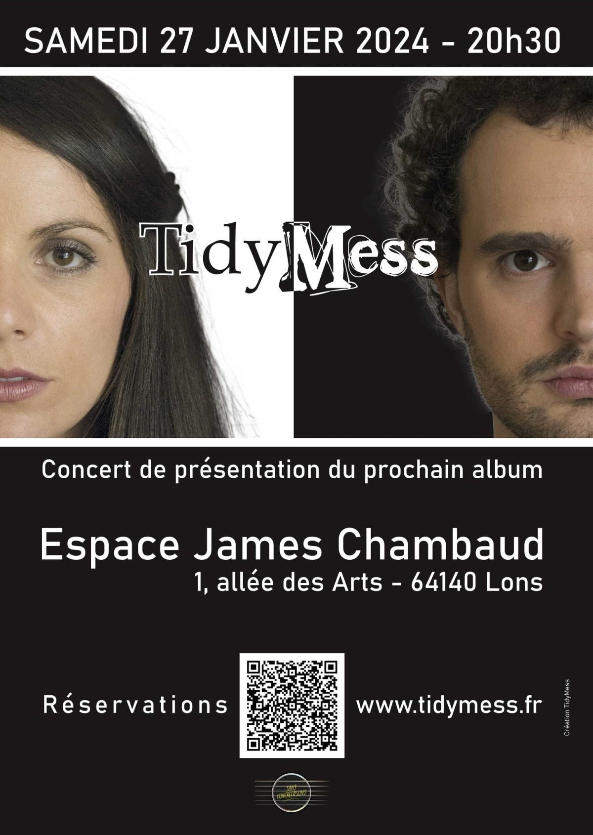 Affiche du concert du 27 janvier 2024 à l'Espace James-Chambaud de Lons